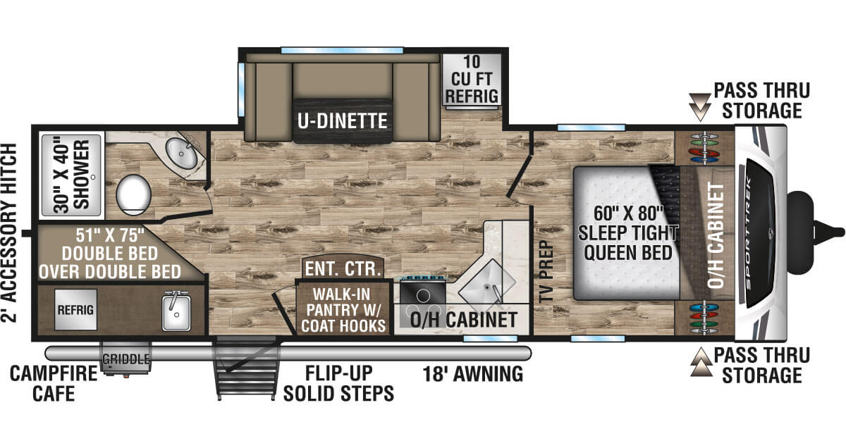 2024 Venture RV SportTrek ST261VBH Travel Trailer Floorplan