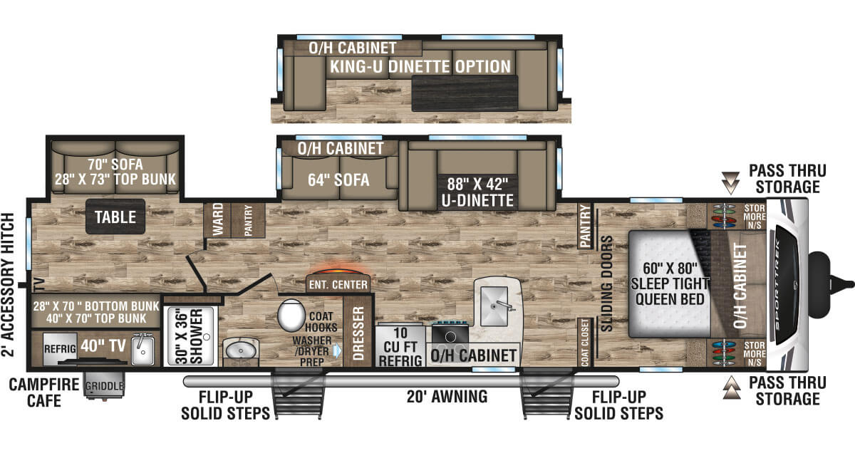 2024 Venture RV SportTrek ST332VBH Travel Trailer Floorplan