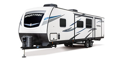 2024 Venture RV SportTrek ST333VIK Travel Trailer Exterior Front 3-4 Off Door Side
