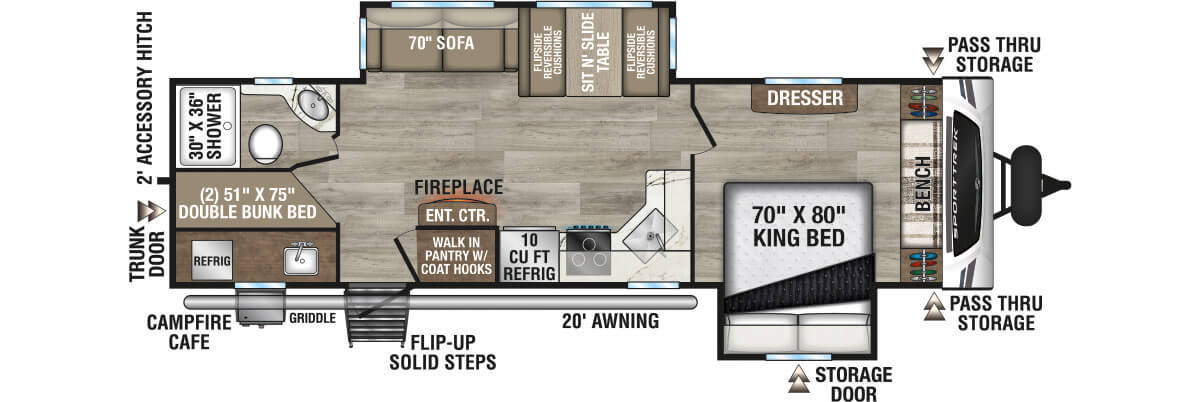 2025 Venture RV SportTrek ST292VBH Travel Trailer Floorplan