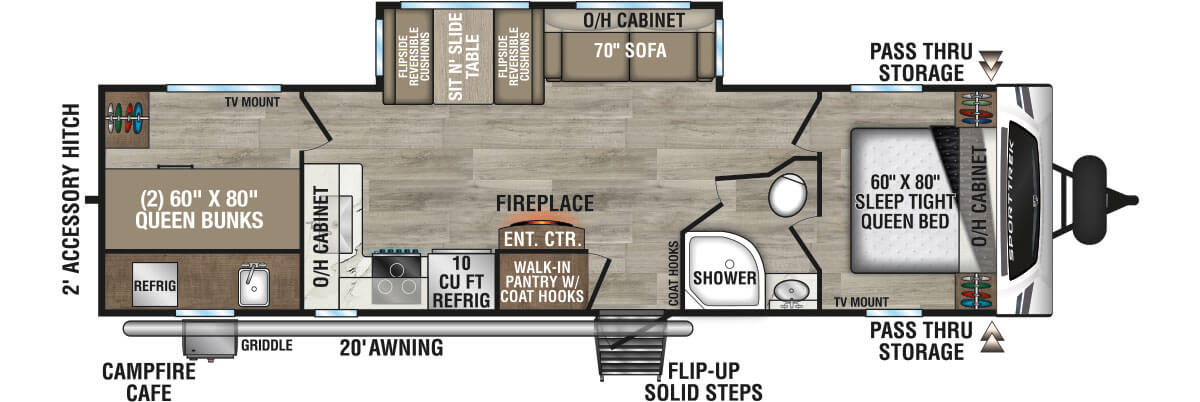 2025 Venture RV SportTrek ST301VTQ Travel Trailer Floorplan