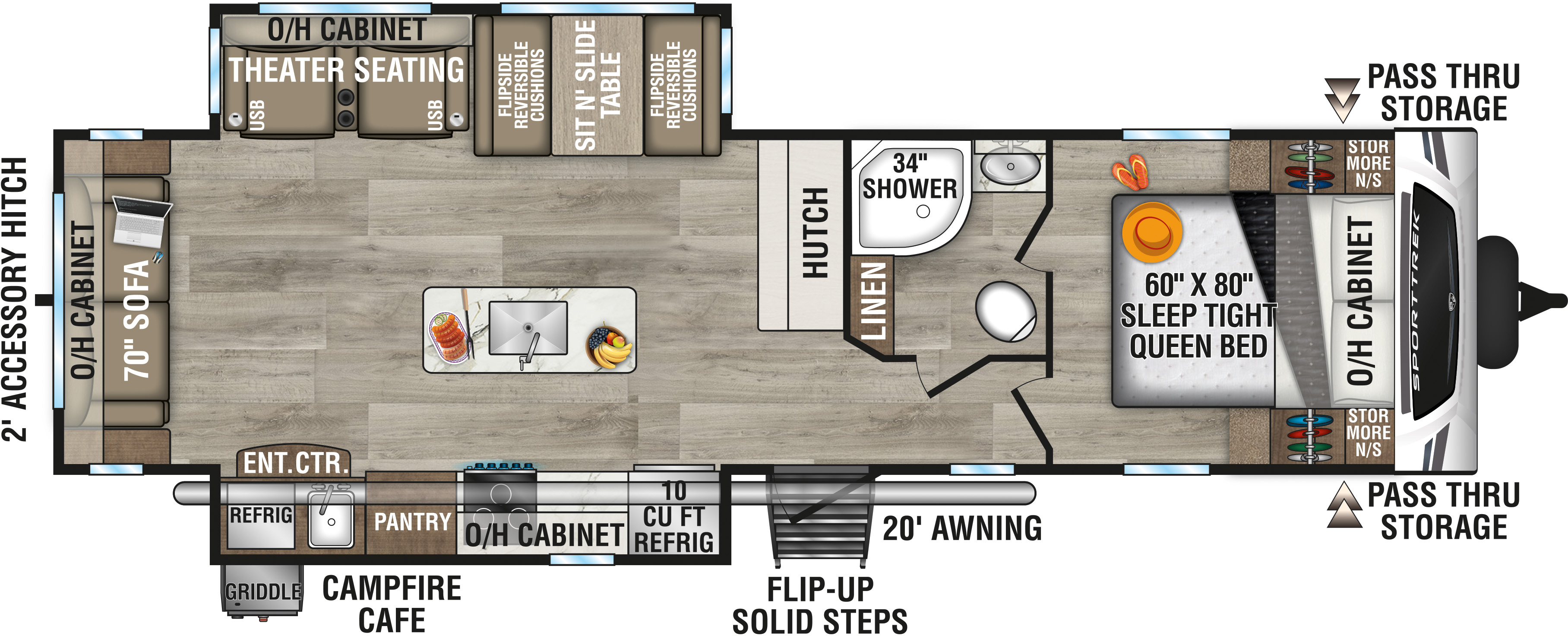 2025 Venture RV SportTrek ST312VIK Travel Trailer Floorplan