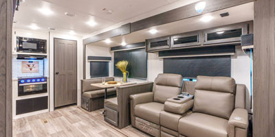 2025 Venture RV SportTrek ST291VRK Travel Trailer Sofa Slide Angle
