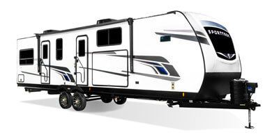 2025 Venture RV SportTrek ST302VFK Travel Trailer Exterior Front 3-4 Door Side