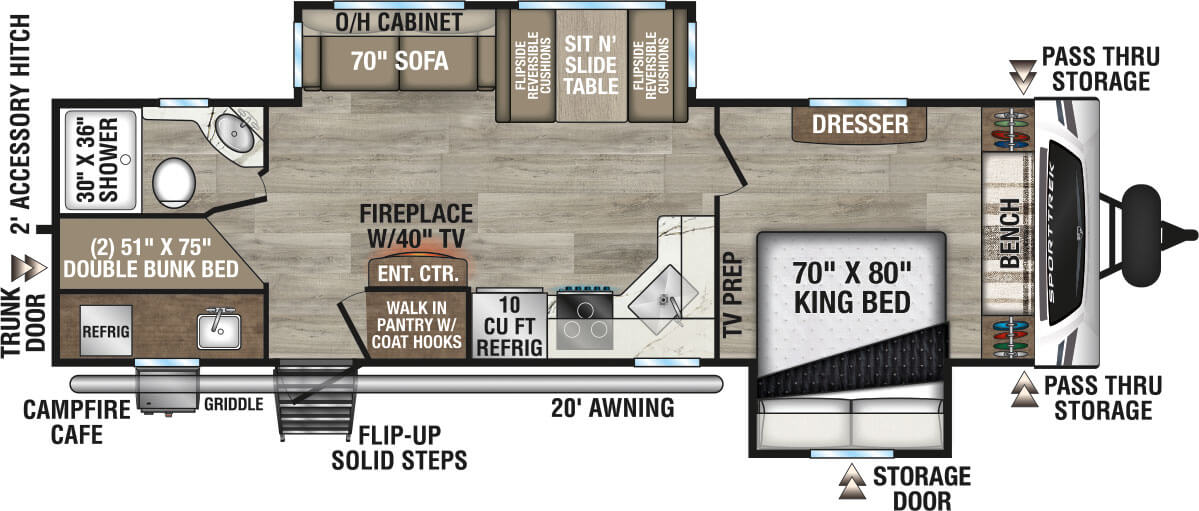 2026 Venture RV SportTrek ST292VBH Travel Trailer Floorplan