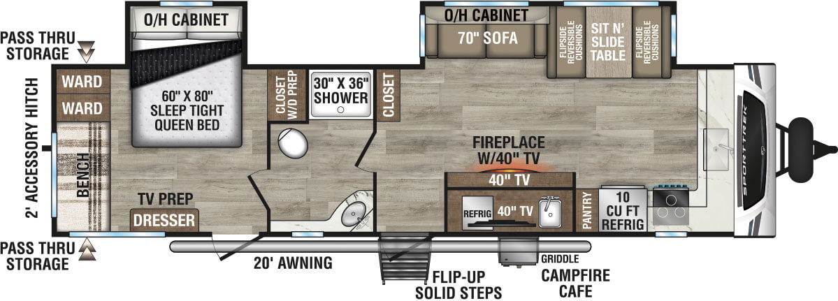 2026 Venture RV SportTrek ST302VFK Travel Trailer Floorplan