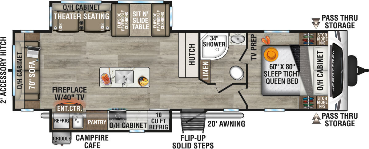 2026 Venture RV SportTrek ST312VIK Travel Trailer Floorplan