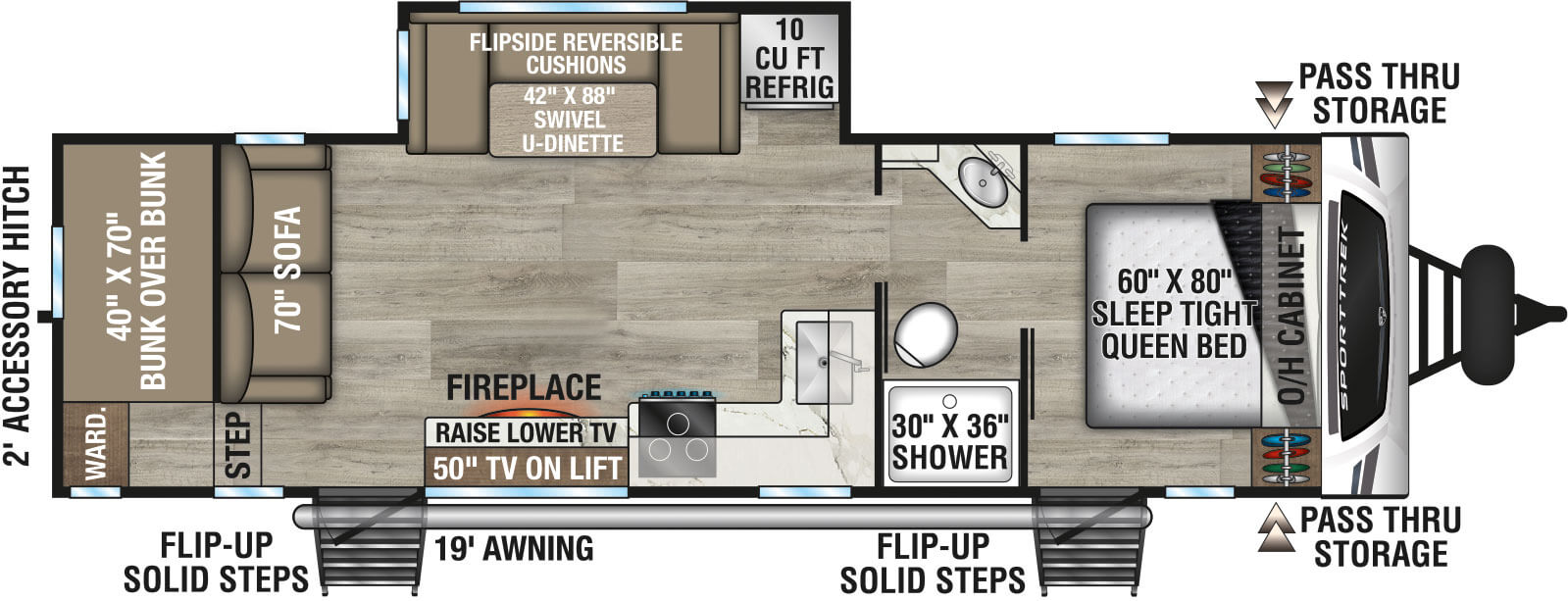 2026 Venture RV SportTrek ST271VBH Travel Trailer Floorplan
