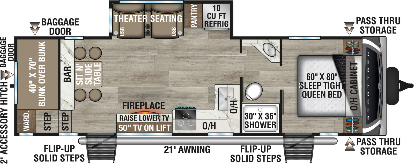 2026 Venture RV SportTrek ST271VBH Travel Trailer Floorplan