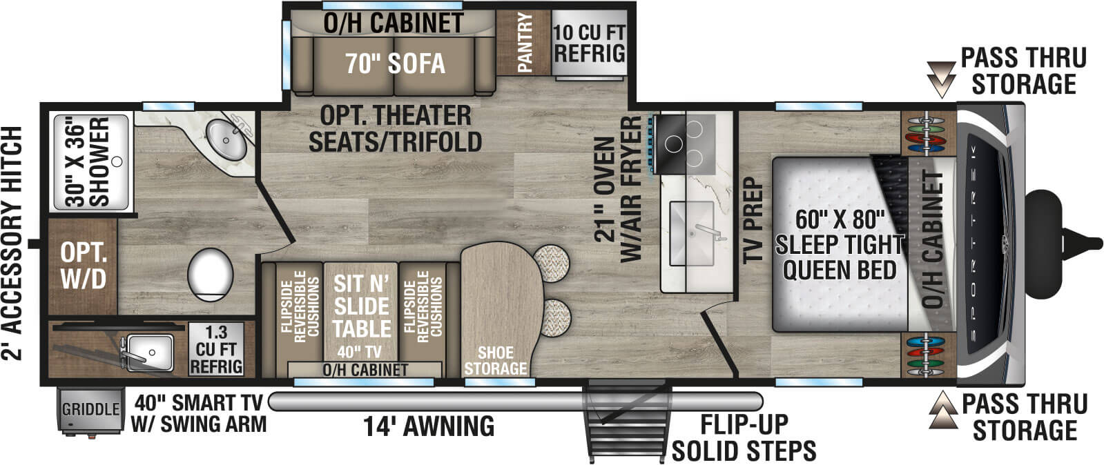 2026 Venture RV SportTrek ST271VRB Travel Trailer Floorplan