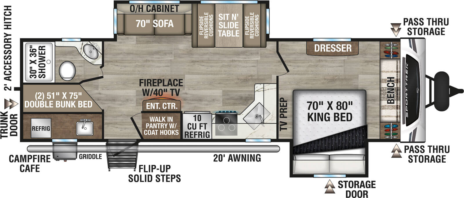 2026 Venture RV SportTrek ST292VBH Travel Trailer Floorplan