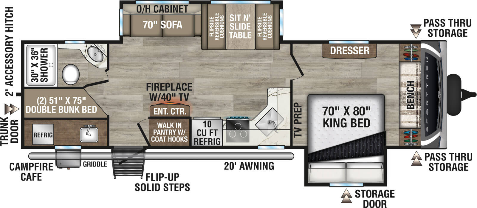 2026 Venture RV SportTrek ST292VBH Travel Trailer Floorplan