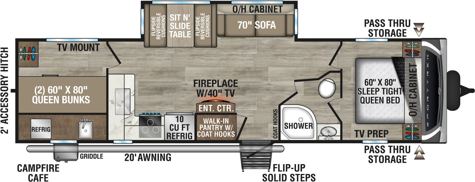 2026 Venture RV SportTrek ST301VTQ Travel Trailer Floorplan