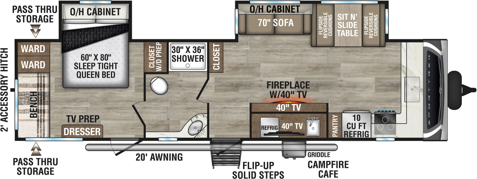 2026 Venture RV SportTrek ST302VFK Travel Trailer Floorplan