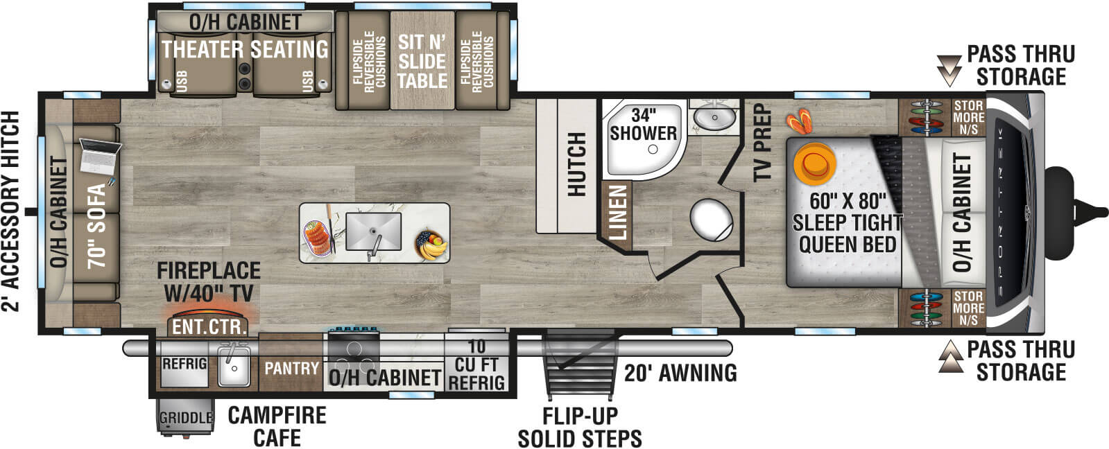 2026 Venture RV SportTrek ST312VIK Travel Trailer Floorplan
