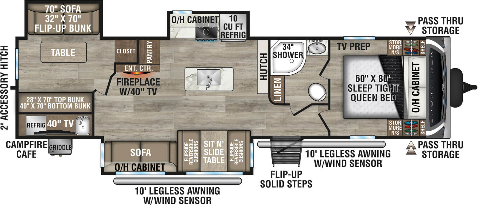 2026 Venture RV SportTrek ST327VIK Travel Trailer Floorplan
