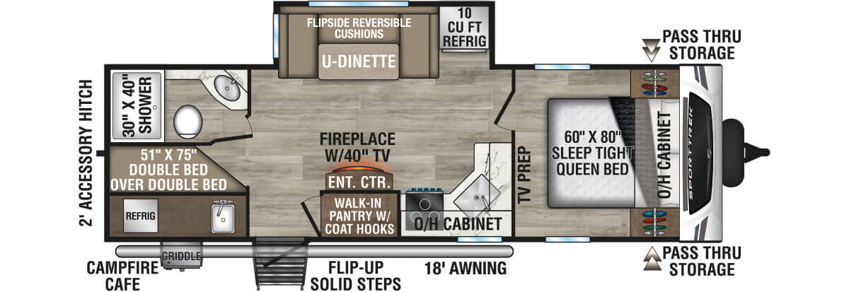 2026 Venture RV SportTrek ST261VBH Travel Trailer Floorplan