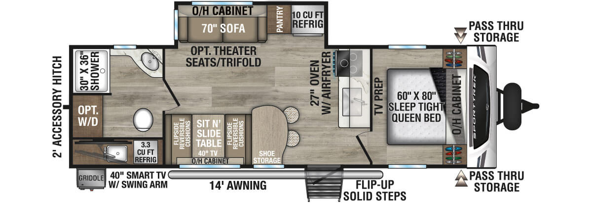 2026 Venture RV SportTrek ST271VRB Travel Trailer Floorplan