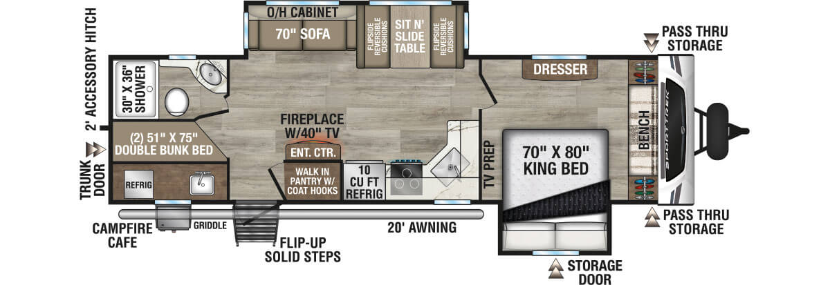 2026 Venture RV SportTrek ST292VBH Travel Trailer Floorplan