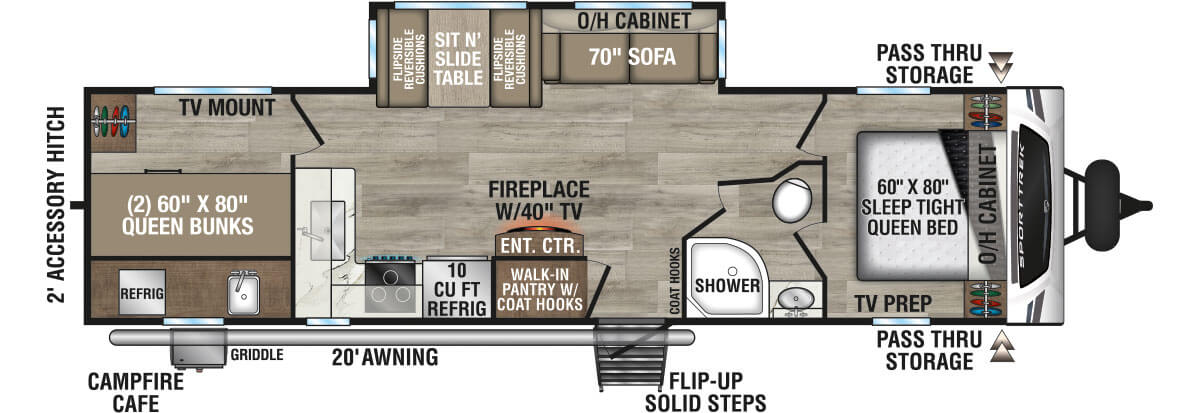 2026 Venture RV SportTrek ST301VTQ Travel Trailer Floorplan