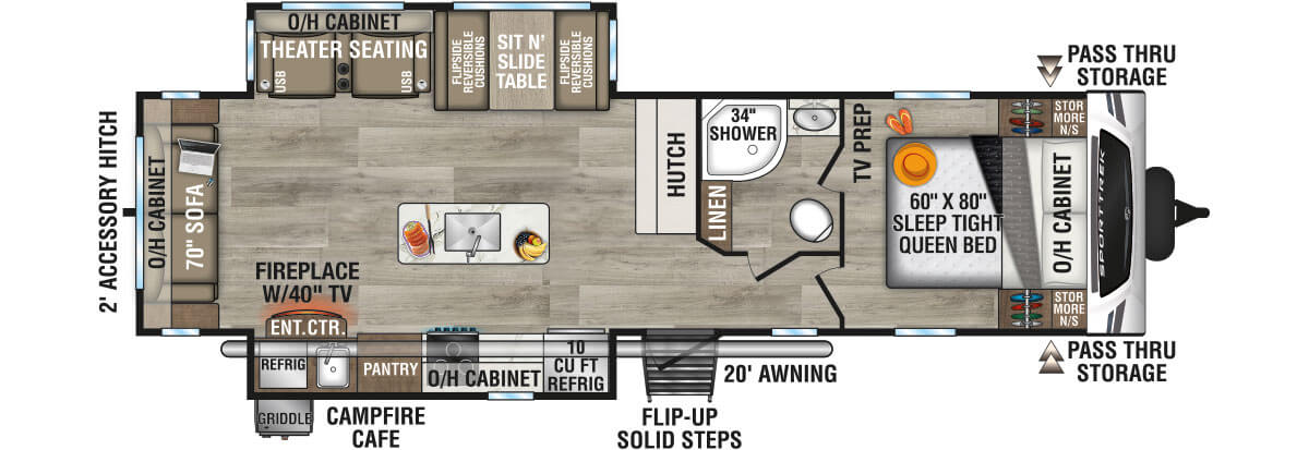 2026 Venture RV SportTrek ST312VIK Travel Trailer Floorplan