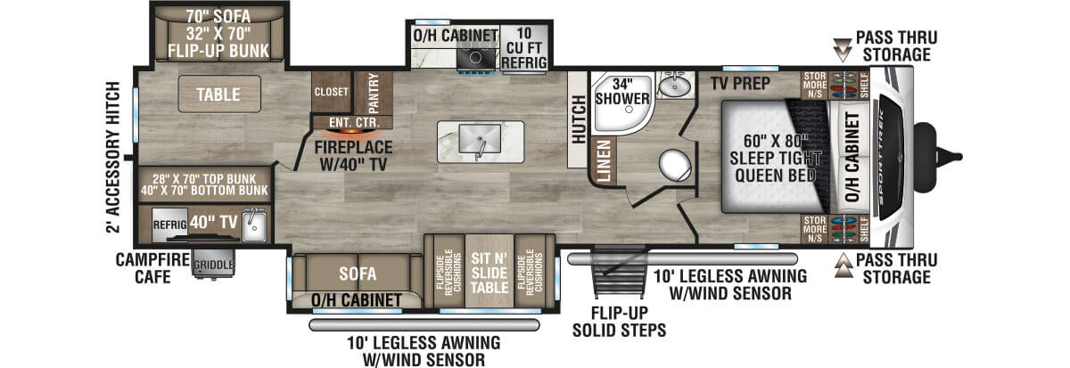 2026 Venture RV SportTrek ST327VIK Travel Trailer Floorplan