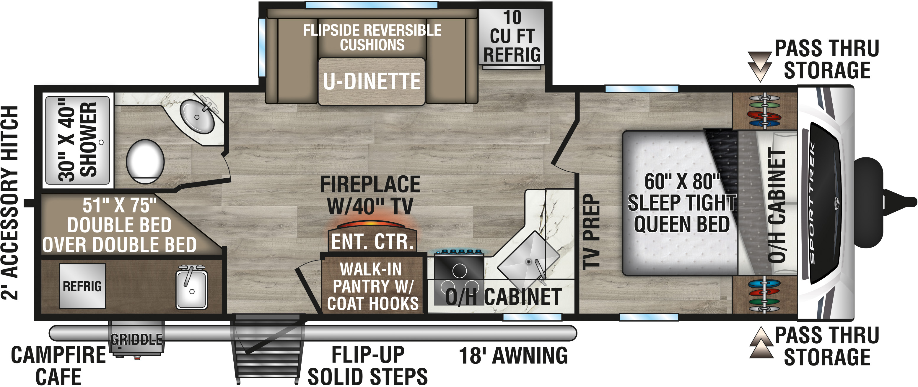 2026 Venture RV SportTrek ST261VBH Travel Trailer Floorplan