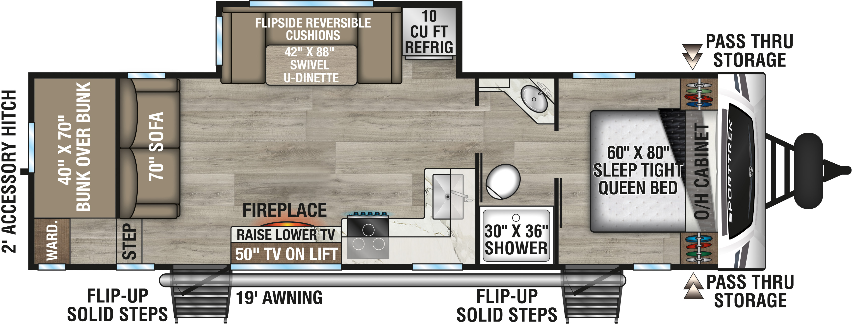 2026 Venture RV SportTrek ST271VBH Travel Trailer Floorplan