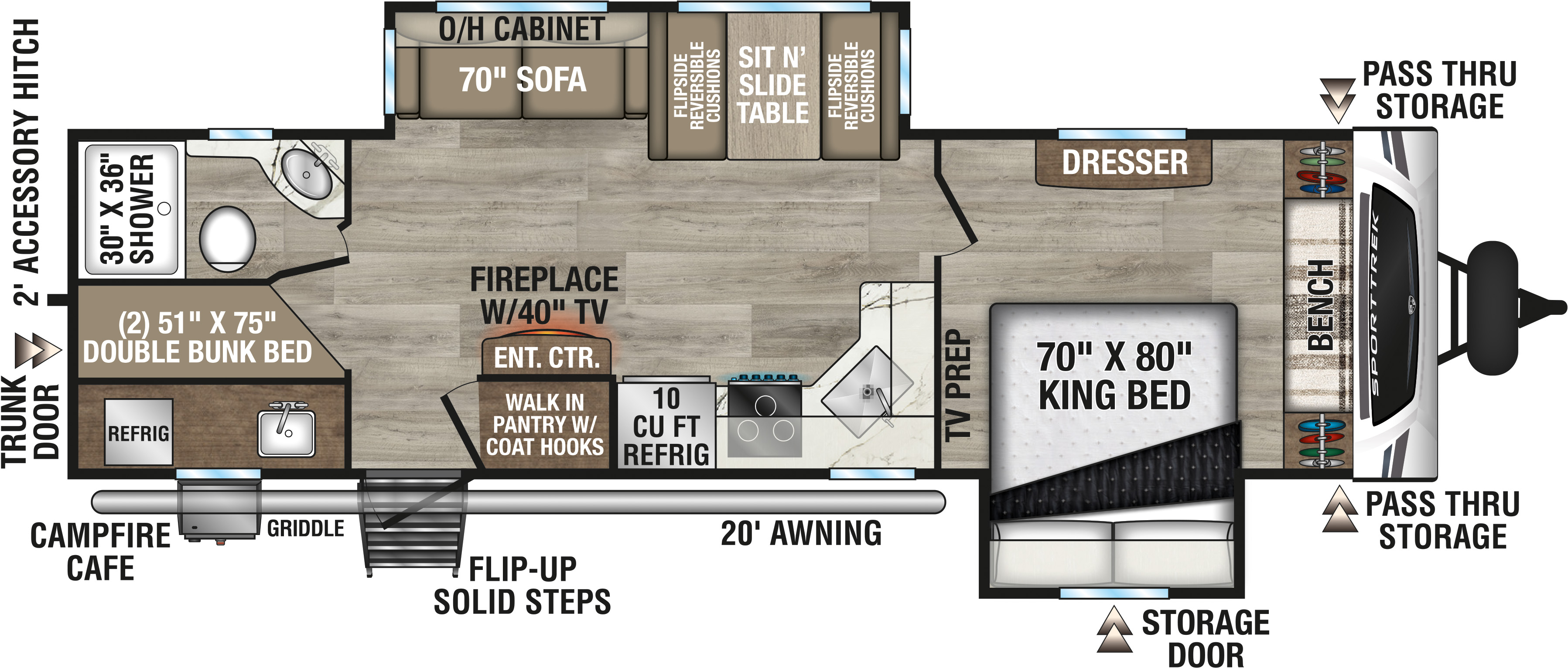 2026 Venture RV SportTrek ST292VBH Travel Trailer Floorplan
