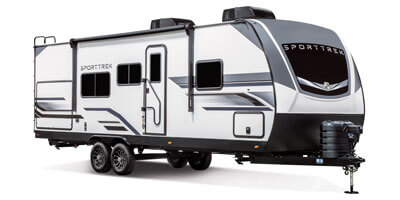 2026 Venture RV SportTrek ST271VRB Travel Trailer Exterior Front 3-4 Door Side