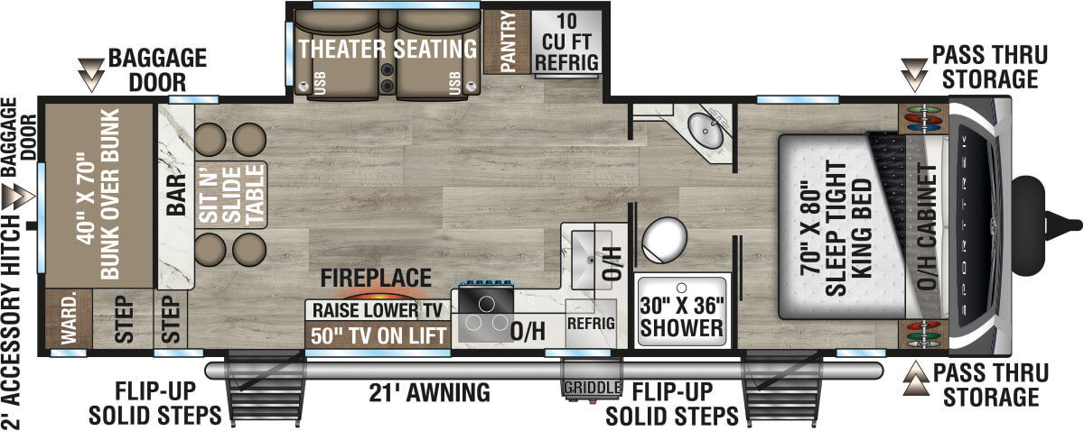 2027 Venture RV SportTrek ST271VBH Travel Trailer Floorplan