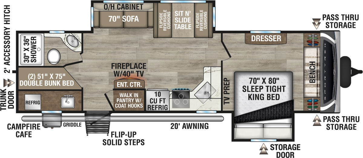2027 Venture RV SportTrek ST292VBH Travel Trailer Floorplan