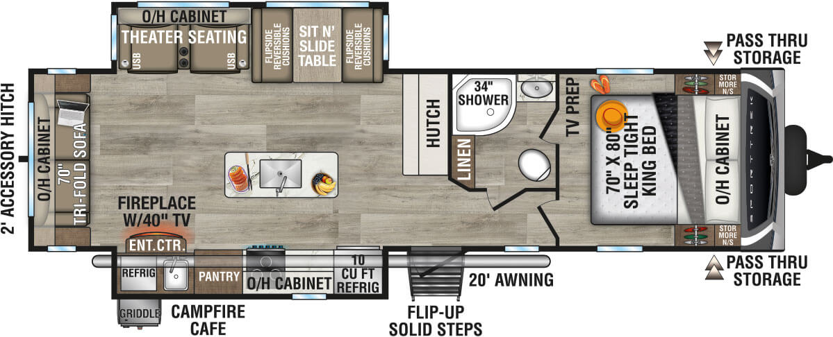 2027 Venture RV SportTrek ST312VIK Travel Trailer Floorplan