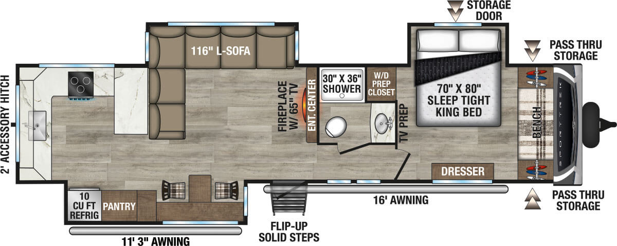 2027 Venture RV SportTrek ST323VRK Travel Trailer Floorplan