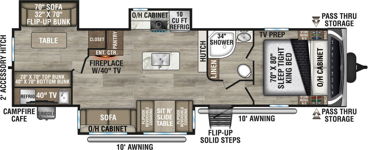 2027 Venture RV SportTrek ST327VIK Travel Trailer Floorplan