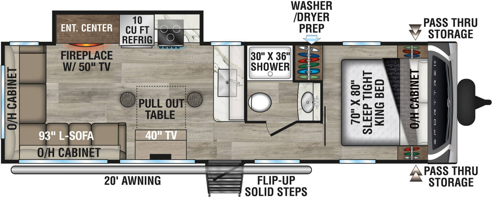 2027 Venture RV SportTrek ST261VRL Travel Trailer Floorplan