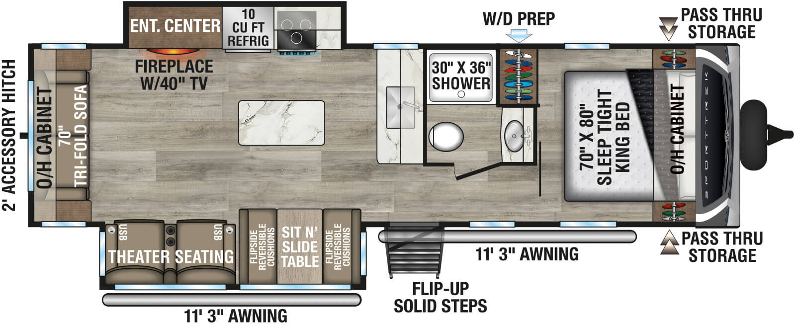 2027 Venture RV SportTrek ST282VIK Travel Trailer Floorplan