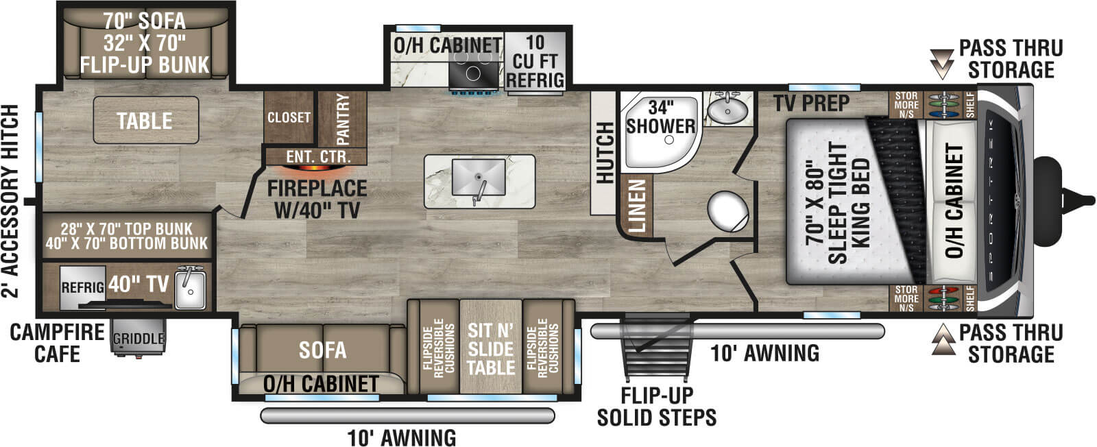 2027 Venture RV SportTrek ST327VIK Travel Trailer Floorplan