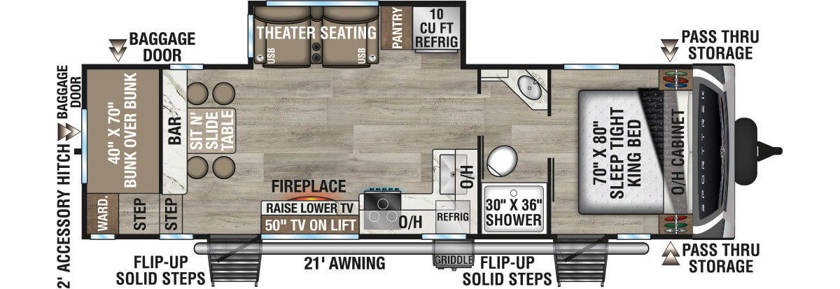 2026 Venture RV SportTrek ST271VBH Travel Trailer Floorplan