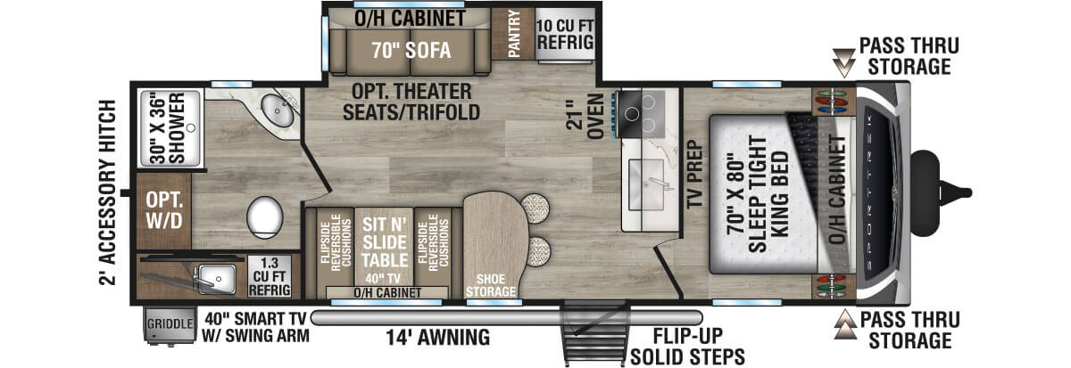 2026 Venture RV SportTrek ST271VRB Travel Trailer Floorplan