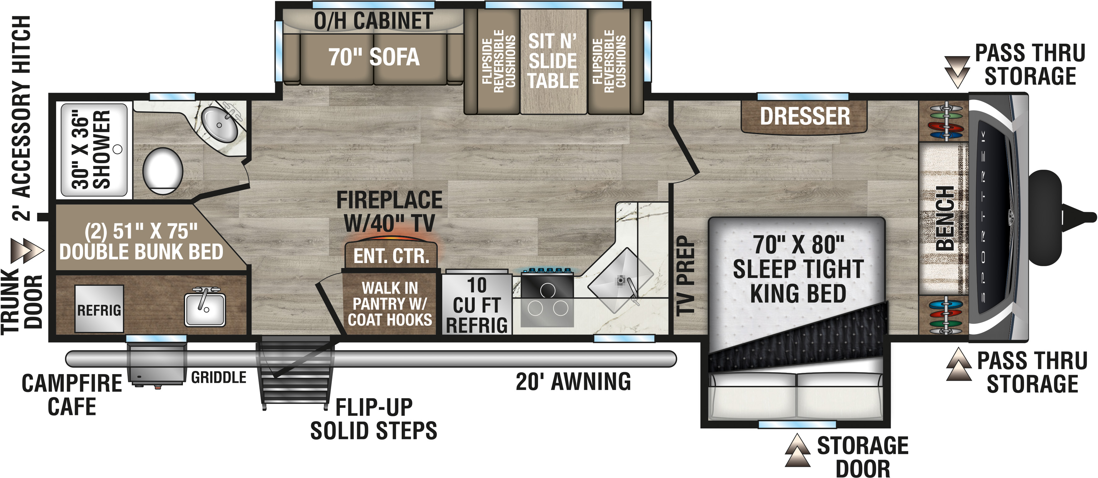 2027 Venture RV SportTrek ST292VBH Travel Trailer Floorplan