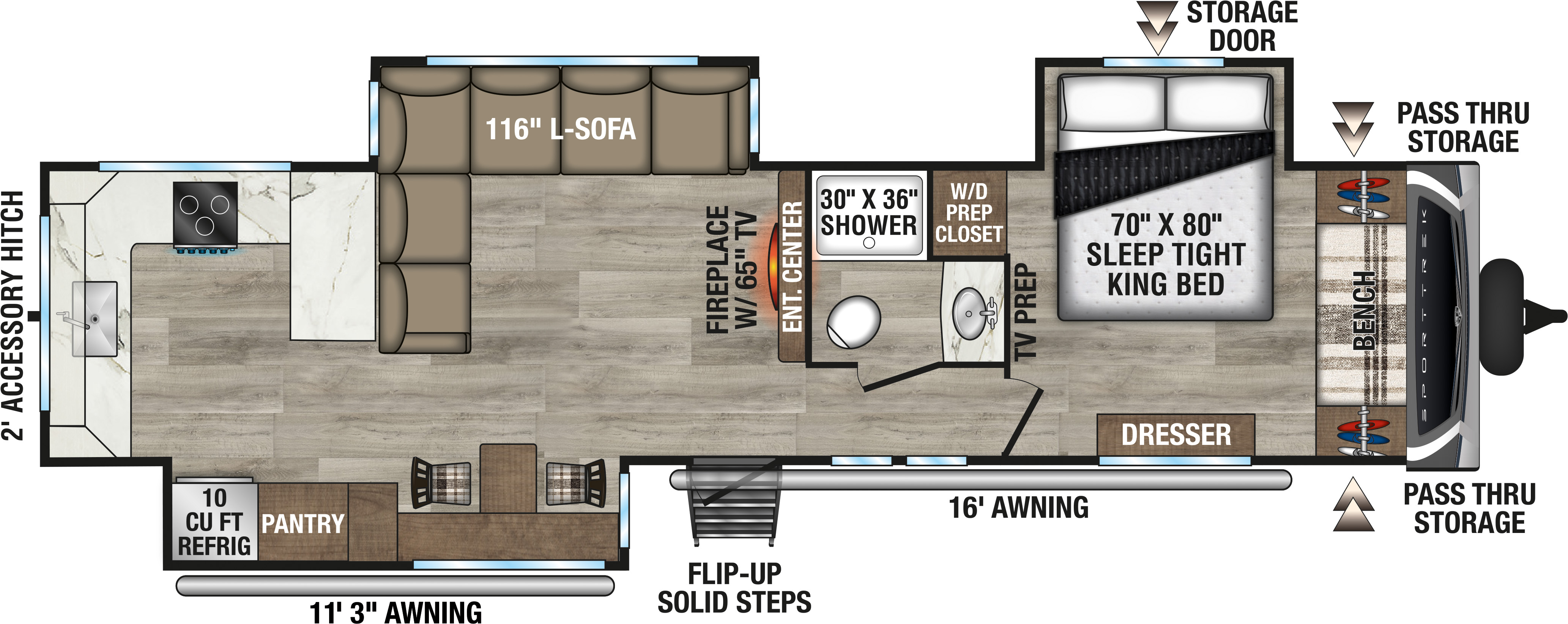 2027 Venture RV SportTrek ST323VRK Travel Trailer Floorplan