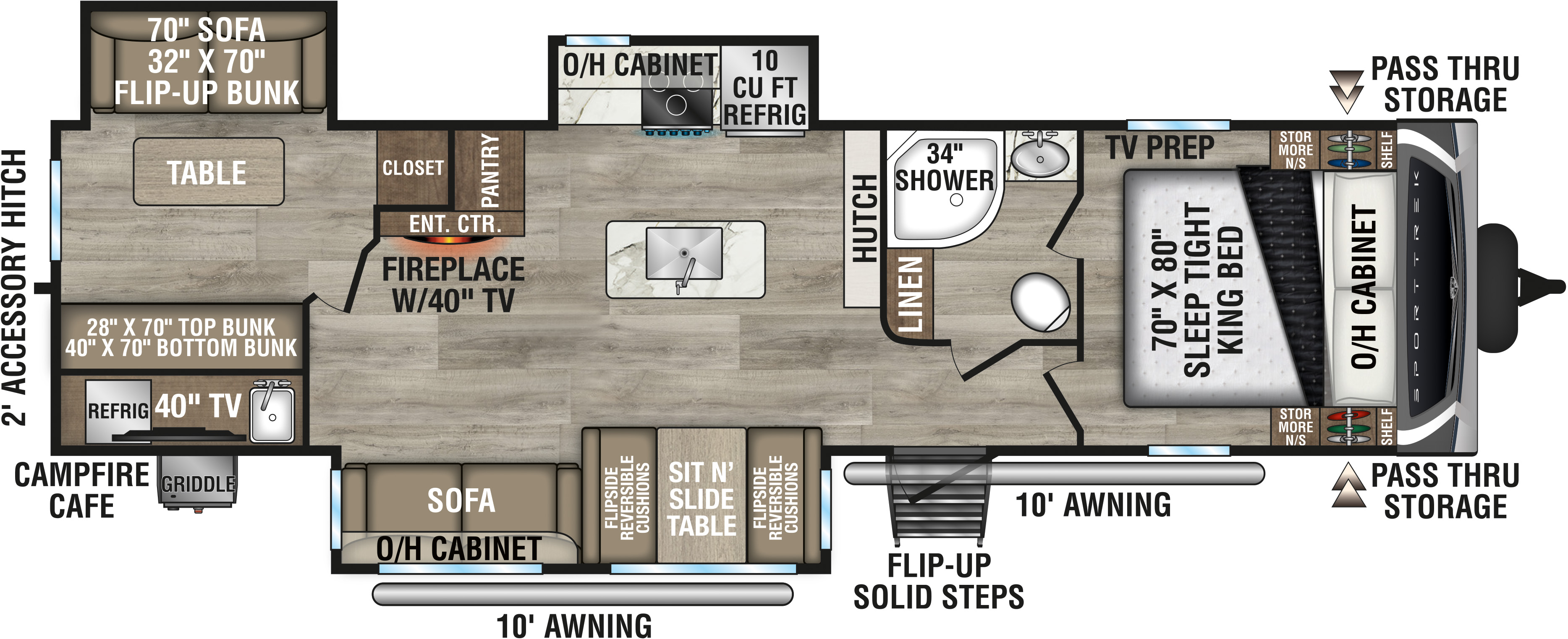 2027 Venture RV SportTrek ST327VIK Travel Trailer Floorplan