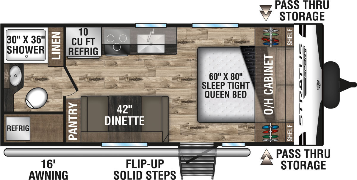 2024 Venture RV Stratus SR199VRBS Travel Trailer Floorplan