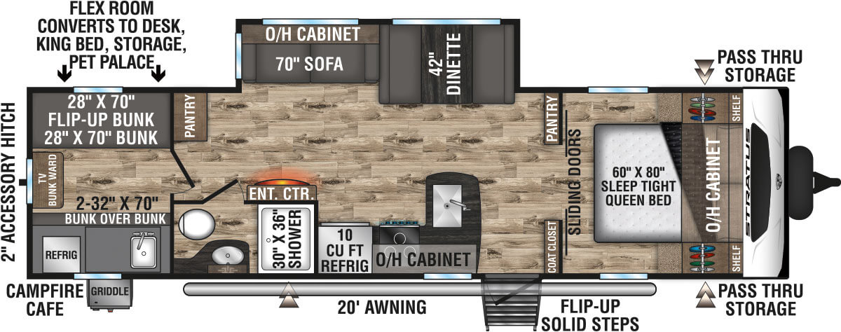 2023 Venture RV Stratus SR291VQB Travel Trailer Floorplan
