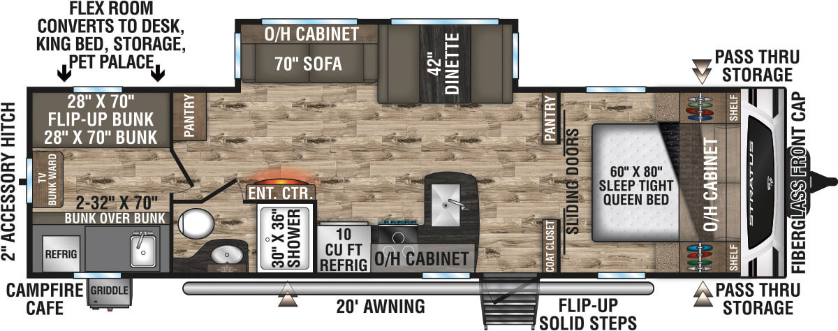 2024 Venture RV Stratus SR291VQB Travel Trailer Floorplan