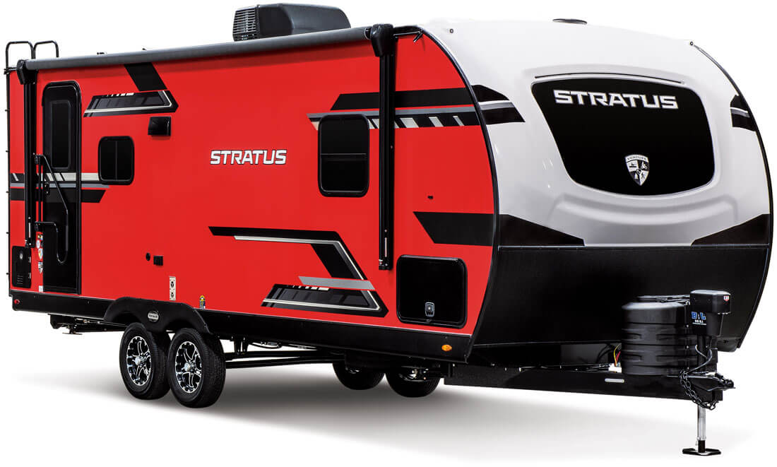 2024 Venture RV Stratus SR231VRB Ultra Lite Travel Trailer shown in Victory Red