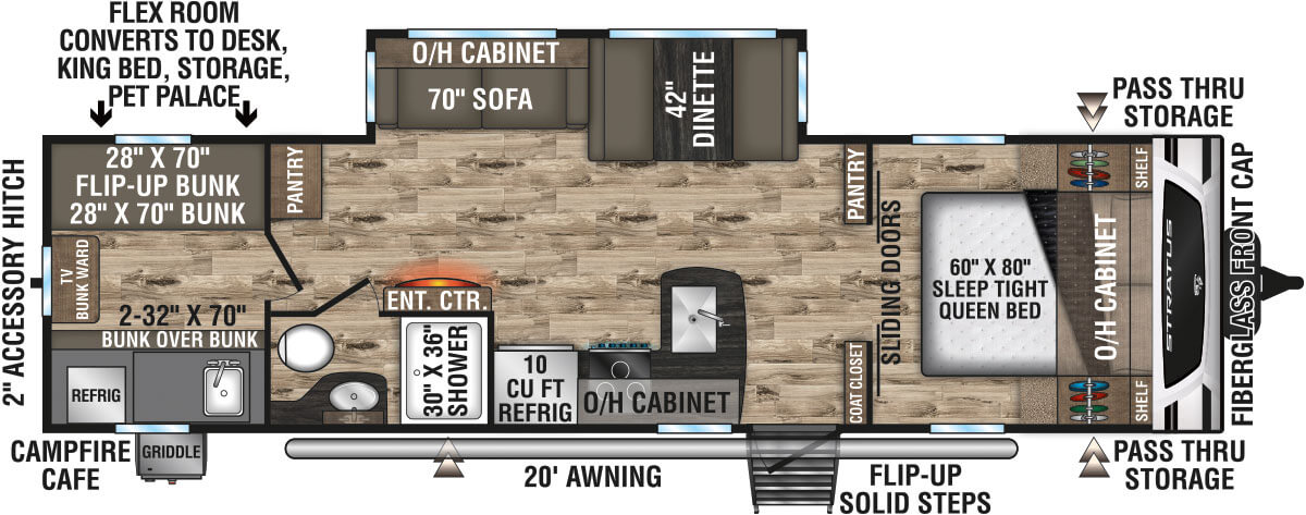 2024 Venture RV Stratus SR291VQB Travel Trailer Floorplan