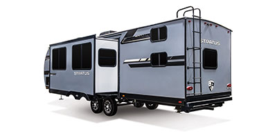 2024 Venture RV Stratus SR291VQB Travel Trailer Exterior Rear 3-4 Off Door Side with Slide Out