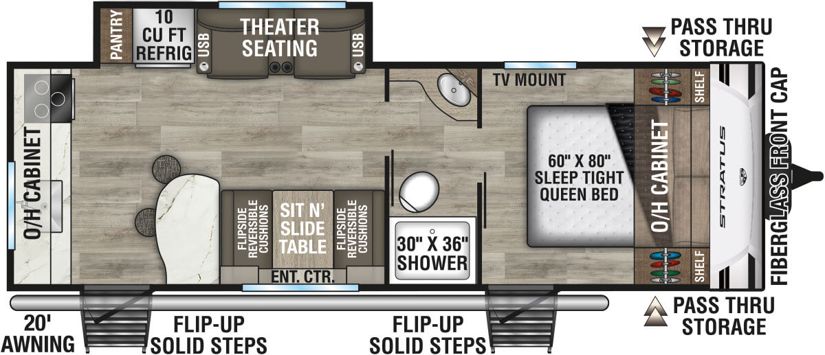 2026 Venture RV Stratus SR241VRK Travel Trailer Floorplan